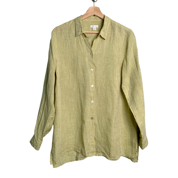 J. Jill Tops - J. Jill Love Linen Relaxed Fit Button Down Essential Shirt Yellow Size Medium